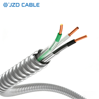 Cable JZD UL1569 de Calibre 12, 600V, Cobre Sólido Revestido de Metal, con Cable de Tierra de Cobre Desnudo, Cable MC de Calibre 12