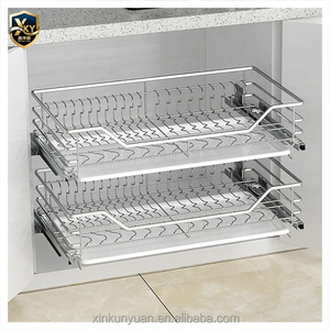 Organisateur de placard multifonctionnel en acier inoxydable à quatre côtés, design moderne, pour usage hôtelier, écologique, avec paniers en fil métallique à fermeture douce - Product Image 5