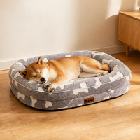 Coussin pour chien respirant à motif osseux, toutes saisons, amovible et lavable, pour chiens de taille moyenne et petite, tapis de couchage d'été, forme ovale