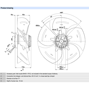 Ventiladores axiales ebmpapst A4E350-AQ02-12 de 350 mm, 205 W, 230 V CA, ventiladores eléctricos, ventiladores para aire acondicionado, ventiladores axiales de refrigeración, ventiladores para enfriadores. - Product Image 3