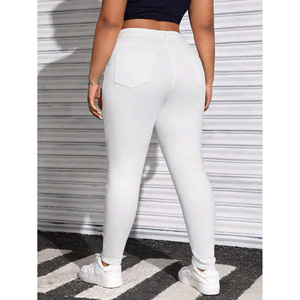 Jean Skinny Blanc Grande Taille pour Femme – Taille Haute Élastique Style Urbain Tendance - Product Image 4
