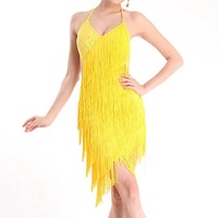 Robe de danse latine à sequins et franges, dos nu, costume de spectacle de danse, tenue de compétition pour la scène et la pratique
