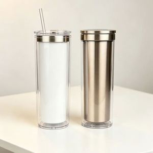 Gobelet isotherme droit de 20 oz avec paillettes effet boule à neige, vierge pour sublimation, en acier inoxydable 304, tasse à eau portable pour voyage et extérieur - Product Image 3