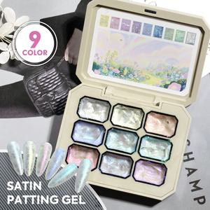 HONEY GIRL Nouveau Satin Pat Pat Gel 9 Couleur LED UV Soak-Off Style Français Vernis À Ongles Personnalisé <span class=keywords><strong>Nail</strong></span> <span class=keywords><strong>Art</strong></span> Peinture Privé Blooming Gel - Product Image 1