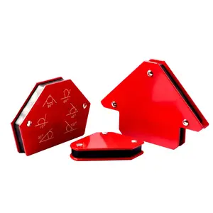 Hot sale set of 6 pcs Triangular Welding Holder Without Switch Magnetic Fixed Angle Tool Welding, Red