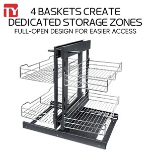 Cestas extraíbles modernas TIANYI para gabinetes, organizador de esquina ciega con cierre suave, almacenamiento de cocina de 4 niveles, acero ecológico - Product Image 2