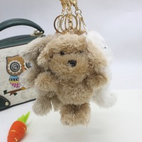 Mini porte-clés en peluche chien caniche kawaii, mignon, doux, 3D, jouet animal en peluche, breloque de sac, pendentif