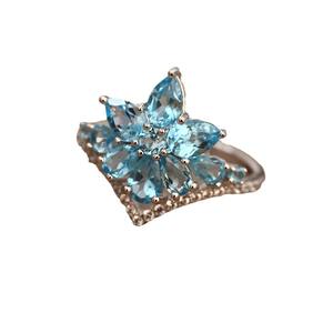 แหวนฝังหยกธรรมชาติประดับโทแพซสังเคราะห์และไพลินสีขาว รุ่น Counterattack Series เครื่องประดับวินเทจ - Product Image 5