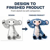 Peluche singe bleu personnalisée, directement de l'usine, en coton PP, avec broderie artistique, OEM ODM, poupée de personnage en peluche pour marques IP originales