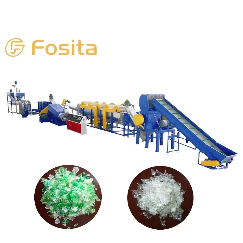 Fosita 300-1000 kg/std recycelte Plastik wasser flasche Recycling-Maschine PET für Plastik flaschen