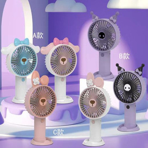 Mini Ventiladores Portátiles Recargables USB con Orejas de Conejo Rosa, Ventiladores de Mano con Forma de Animal para el Hogar, Hotel y Viajes - Product Image 1