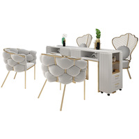Ensemble de mobilier professionnel pour salon de beauté des ongles, bureau et chaise de manucure de luxe, table client blanche en fer et métal pour salon