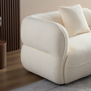 โซฟาแบบแยกส่วนสีขาว ผ้าทนทาน โครงไม้เนื้อแข็ง ฟิลเลอร์ฟองน้ำความหนาแน่นสูง - Product Image 4