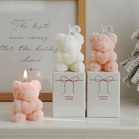 Bougie parfumée personnalisée faite à la main fleur rose ours Cadeau de décoration de mariage pour la Saint-Valentin Bougies aromatiques décoratives en cire de soja parfumée