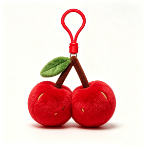 Cherry Plush, Fruit Keychain Charm, <b>Cute</b> Plush <b>Keyring</b>, Berry Plush Gift - Product Image 2