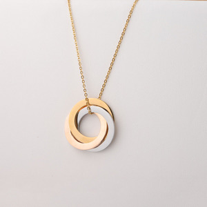 Wholesale Stainless Steel Multi Tricolor Custom Blank Engraving Hoop <strong>Russian</strong> <strong>Rings</strong> Pendant <strong>Necklace</strong> - Product Image 2