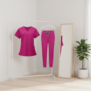 Uniformes Médicos Rosados Unisex, Tela Elástica en 4 Direcciones, Transpirable, Uniformes de <span class=keywords><strong>Farmacia</strong></span>, Etiquetas Personalizadas, Uniformes de Enfermería con Spandex - Product Image 1