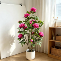 Arbre de pivoine artificiel réaliste en pot avec fleurs réalistes en plastique, 3,9 pieds, moderne, pour la décoration intérieure de la maison et des mariages