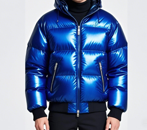 Veste d'extérieur matelassée imperméable en duvet d'oie de luxe sur mesure, taille plus, pour homme - Product Image 5