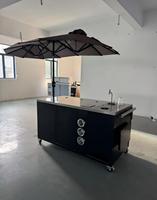 Chariot de bar mobile multifonctionnel en acier inoxydable sur mesure, comptoir de bar pré-assemblé sans installation pour usage commercial