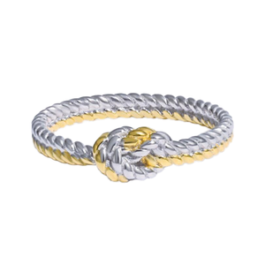 Cincin Persahabatan Mewah Emas Perak S925 Ibu Anak Buatan Tangan Dua Untai Simpul Malaikat Cinta Janji Unisex Pasangan - Product Image 1