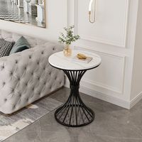 Table basse moderne de luxe en marbre nordique pour salon, table ronde petite avec cadre métallique, meubles pour la maison