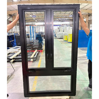 Ventana Americana Abatible de Vinilo Negro con Base Fija y Diseño Oscilobatiente para Contratistas