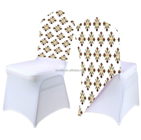 Housse de chaise personnalisée avec logo, impression 3D, design éthiopien, en spandex, demi-dossier, pour décoration de mariage