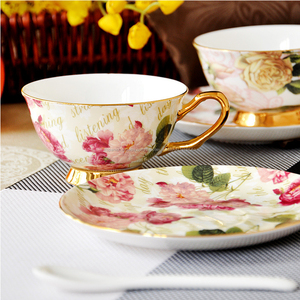 De grado de alimentos fiesta taza de té logotipo personalizado borde dorado boda tazas Taza de café y platillo a granel baratos - Product Image 6