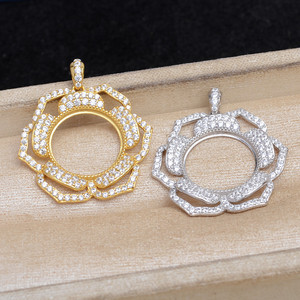 Joyería de Perlas DIY, Bandeja Vacía para Colgante de Flor de Plata 925, Producto Semiterminado 5875 - Product Image 5