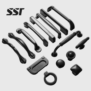 SSR ทันสมัย ​​มือจับตู้สีดำ อลูมิเนียมอัลลอยด์แข็งแรง สำหรับห้องครัว ห้องนอน ห้องนั่งเล่น มือจับตู้ ลิ้นชัก ทนทาน ใช้งานง่าย - Product Image 1