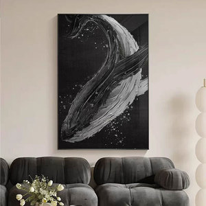Cuadro Decorativo Moderno <span class=keywords><strong>de</strong></span> Alta Gama con Marco Negro, Blanco y Gris, Estilo Romano, con Diseño <span class=keywords><strong>de</strong></span> Ballena, <span class=keywords><strong>para</strong></span> Sala <span class=keywords><strong>de</strong></span> Estar o Entrada - Product Image 4