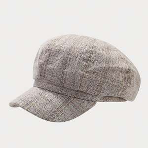 Gorra de Estilo Británico Retro a Cuadros para Mujer, Gorra de Moda Casual con Visera Corta, Gorra de Lona para Exteriores - Product Image 5