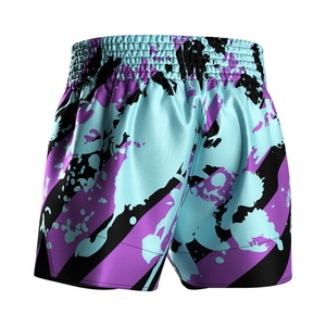 Shorts de Muay Thai en satin, personnalisables avec logo, pour arts martiaux, fitness, boxe thaï, BJJ, MMA, boxe et gilet de combat, en polyester écologique - Product Image 4