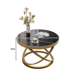 Table basse ronde avec base dorée, design minimaliste pour <span class=keywords><strong>chambre</strong></span> <span class=keywords><strong>d</strong></span>'hôtes, balcon - Product Image 4