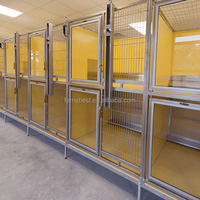 Chenils modulaires à deux étages avec porte en verre, maintien d'un flux d'air efficace