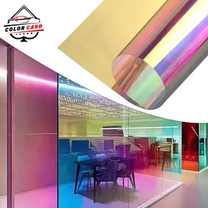 Building Rainbow Colorful Self Adhesive Decoration Sticker Dichroic Red Shopping Mall Commercial Office Glass Window Tint Film