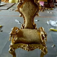 Chaise Trône en Cuir PU Style Européen Or & Marron avec Boutons en Cristal, Idéale pour la Maison, le Bureau et l'Extérieur (HB001) - Vente Flash
