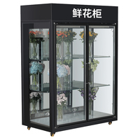 Réfrigérateur commercial à fleurs à température unique avec 2 portes ouvertes en verre refroidisseur vertical pour fleuristes fleurs de refroidissement à l'air