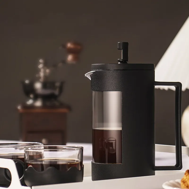 Macchina da caffè francese personalizzata in acciaio inossidabile 350ML in vetro resistente al calore macchina da caffè e tè BPA Free French Press