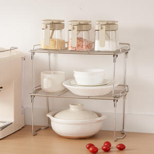 Estante de Almacenamiento de Cocina de Acero Inoxidable 304, Tamaño L, Apilable, Desmontable, Escurridor de Esquina para Exhibición en el Hogar - Product Image 1