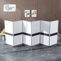 Moderne Décoratif Bureau Portable Cloison Temporaire Pliable Séparateur De Pièce Roulette Réglable Flexible pour L'école