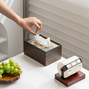Caja de pañuelos de madera con diseño creativo para uso en el hogar, oficina, hotel, multiusos y de pie. - Product Image 2