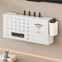 Boîte de rangement murale décorative pour routeur, sans perçage, gain de place, avec support pour télécommande et dissimulateur de câbles