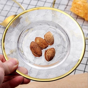 الجملة الذهب حافة جولة شفافة الفاكهة كوب كريستال شفاف ألواح الشاحن الزفاف - Product Image 5