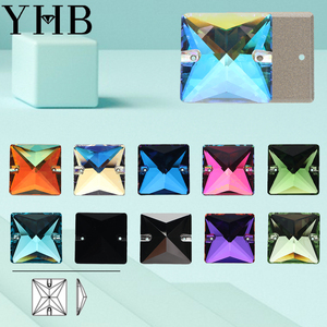 YHB 도매 사각 Strass 유리 크리스탈 AB 멋진 모양의 바느질 돌 플랫 백 의류 웨딩 원피스 대 한 모조 다이아몬드에 바느질 - Product Image 1