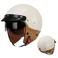 Casque de moto rétro 3/4 certifié DOT, casque jet en ABS avec boucle à dégagement rapide, taille universelle, toutes saisons, pour adultes, sport