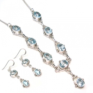 18 Inches 925 Sterling <b>Silver</b> Necklace Earring Set <b>Choker</b> Lariat Statement Collar Locket Layered Bib Chain Necklace Jewellery - Product Image 3