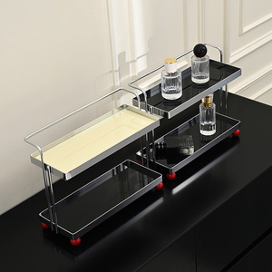 Yinwei 2 Tier <b>Desk</b> <b>Storage</b> Rack <b>With</b> Wheels For Kitchen Bathroom Cosmetics Organization - Product Image 2