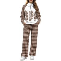 Ensemble pantalon large décontracté et respirant pour femme, style col mandarin, demi-zip, idéal sports d'hiver, en polyester/rayonne